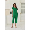image:imageEkouaer Capri Pajamas Set Womens Ruffle Sleeve Top and Capri Pants Soft Sleepwear Loungewear with PocketsGreen