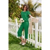 image:imageEkouaer Capri Pajamas Set Womens Ruffle Sleeve Top and Capri Pants Soft Sleepwear Loungewear with PocketsGreen
