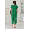 image:imageEkouaer Capri Pajamas Set Womens Ruffle Sleeve Top and Capri Pants Soft Sleepwear Loungewear with PocketsGreen