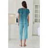 image:imageEkouaer Capri Pajamas Set Womens Ruffle Sleeve Top and Capri Pants Soft Sleepwear Loungewear with PocketsGreen Leaves