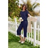 image:imageEkouaer Capri Pajamas Set Womens Ruffle Sleeve Top and Capri Pants Soft Sleepwear Loungewear with PocketsNavy Blue