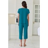 image:imageEkouaer Capri Pajamas Set Womens Ruffle Sleeve Top and Capri Pants Soft Sleepwear Loungewear with PocketsPeacock Blue