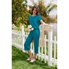 image:imageEkouaer Capri Pajamas Set Womens Ruffle Sleeve Top and Capri Pants Soft Sleepwear Loungewear with PocketsPeacock Blue