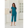 image:imageEkouaer Capri Pajamas Set Womens Ruffle Sleeve Top and Capri Pants Soft Sleepwear Loungewear with PocketsPeacock Blue