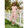 image:imageEkouaer Capri Pajamas Set Womens Ruffle Sleeve Top and Capri Pants Soft Sleepwear Loungewear with PocketsPink
