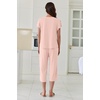 image:imageEkouaer Capri Pajamas Set Womens Ruffle Sleeve Top and Capri Pants Soft Sleepwear Loungewear with PocketsPink