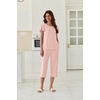 image:imageEkouaer Capri Pajamas Set Womens Ruffle Sleeve Top and Capri Pants Soft Sleepwear Loungewear with PocketsPink