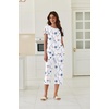 image:imageEkouaer Capri Pajamas Set Womens Ruffle Sleeve Top and Capri Pants Soft Sleepwear Loungewear with PocketsWhite Floral