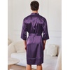 image:imageEkouaer Mens Satin Robe Lightweight Silky Kimono Bathrobe 34 Sleeve Spa Knee Length Loungewear with Pockets S3XLDark Purple