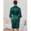 image:imageEkouaer Mens Satin Robe Lightweight Silky Kimono Bathrobe 34 Sleeve Spa Knee Length Loungewear with Pockets S3XLLake Green