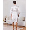image:imageEkouaer Mens Satin Robe Lightweight Silky Kimono Bathrobe 34 Sleeve Spa Knee Length Loungewear with Pockets S3XLWhite