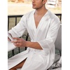 image:imageEkouaer Mens Satin Robe Lightweight Silky Kimono Bathrobe 34 Sleeve Spa Knee Length Loungewear with Pockets S3XLWhite