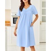 image:imageEkouaer Moo Moos for Women House Dress With Pockets Cotton Nightgowns Short Sleeve Night gowns Embroidered Mumu DressBlue