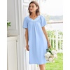 image:imageEkouaer Moo Moos for Women House Dress With Pockets Cotton Nightgowns Short Sleeve Night gowns Embroidered Mumu DressBlue