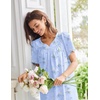 image:imageEkouaer Moo Moos for Women House Dress With Pockets Cotton Nightgowns Short Sleeve Night gowns Embroidered Mumu DressBlue Floral