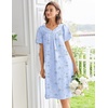 image:imageEkouaer Moo Moos for Women House Dress With Pockets Cotton Nightgowns Short Sleeve Night gowns Embroidered Mumu DressBlue Floral