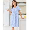 image:imageEkouaer Moo Moos for Women House Dress With Pockets Cotton Nightgowns Short Sleeve Night gowns Embroidered Mumu DressBlue Floral