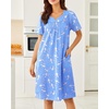 image:imageEkouaer Moo Moos for Women House Dress With Pockets Cotton Nightgowns Short Sleeve Night gowns Embroidered Mumu DressBlue Pigeon