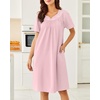 image:imageEkouaer Moo Moos for Women House Dress With Pockets Cotton Nightgowns Short Sleeve Night gowns Embroidered Mumu DressDeep Pink
