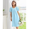 image:imageEkouaer Moo Moos for Women House Dress With Pockets Cotton Nightgowns Short Sleeve Night gowns Embroidered Mumu DressLight Blue
