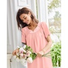 image:imageEkouaer Moo Moos for Women House Dress With Pockets Cotton Nightgowns Short Sleeve Night gowns Embroidered Mumu DressLight Pink