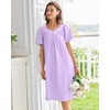 image:imageEkouaer Moo Moos for Women House Dress With Pockets Cotton Nightgowns Short Sleeve Night gowns Embroidered Mumu DressLight Purple