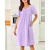 image:imageEkouaer Moo Moos for Women House Dress With Pockets Cotton Nightgowns Short Sleeve Night gowns Embroidered Mumu DressLight Purple