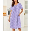image:imageEkouaer Moo Moos for Women House Dress With Pockets Cotton Nightgowns Short Sleeve Night gowns Embroidered Mumu DressPurple Flowers