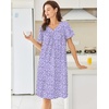 image:imageEkouaer Moo Moos for Women House Dress With Pockets Cotton Nightgowns Short Sleeve Night gowns Embroidered Mumu DressPurple Flowers