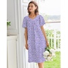 image:imageEkouaer Moo Moos for Women House Dress With Pockets Cotton Nightgowns Short Sleeve Night gowns Embroidered Mumu DressPurple Flowers