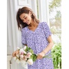 image:imageEkouaer Moo Moos for Women House Dress With Pockets Cotton Nightgowns Short Sleeve Night gowns Embroidered Mumu DressPurple Flowers