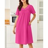 image:imageEkouaer Moo Moos for Women House Dress With Pockets Cotton Nightgowns Short Sleeve Night gowns Embroidered Mumu DressRose Red