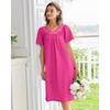 image:imageEkouaer Moo Moos for Women House Dress With Pockets Cotton Nightgowns Short Sleeve Night gowns Embroidered Mumu DressRose Red