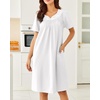 image:imageEkouaer Moo Moos for Women House Dress With Pockets Cotton Nightgowns Short Sleeve Night gowns Embroidered Mumu DressWhite