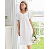 image:imageEkouaer Moo Moos for Women House Dress With Pockets Cotton Nightgowns Short Sleeve Night gowns Embroidered Mumu DressWhite