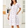 image:imageEkouaer Moo Moos for Women House Dress With Pockets Cotton Nightgowns Short Sleeve Night gowns Embroidered Mumu DressWhite Floral