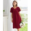 image:imageEkouaer Moo Moos for Women House Dress With Pockets Cotton Nightgowns Short Sleeve Night gowns Embroidered Mumu DressWine Red