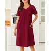 image:imageEkouaer Moo Moos for Women House Dress With Pockets Cotton Nightgowns Short Sleeve Night gowns Embroidered Mumu DressWine Red