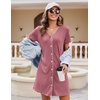image:imageEkouaer Nightgowns for Women 2 Pack Button Down Sleepshirt Short Sleeve Nightshirt Soft Sleepwear V Neck Pajama DressBlackGrey Purple