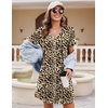 image:imageEkouaer Nightgowns for Women 2 Pack Button Down Sleepshirt Short Sleeve Nightshirt Soft Sleepwear V Neck Pajama DressBlackLeopard