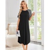 image:imageEkouaer Nightgowns for Women Bamboo Viscose House Dress Long Night Gowns Short Sleeve Sleepshirt Soft Sleepwear S4XLBlack