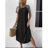 image:imageEkouaer Nightgowns for Women Bamboo Viscose House Dress Long Night Gowns Short Sleeve Sleepshirt Soft Sleepwear S4XLBlack