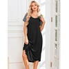 image:imageEkouaer Nightgowns for Women Bamboo Viscose House Dress Long Night Gowns Short Sleeve Sleepshirt Soft Sleepwear S4XLBlack