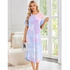 image:imageEkouaer Nightgowns for Women Bamboo Viscose House Dress Long Night Gowns Short Sleeve Sleepshirt Soft Sleepwear S4XLBlue  Purple Tie Dye