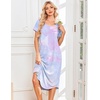 image:imageEkouaer Nightgowns for Women Bamboo Viscose House Dress Long Night Gowns Short Sleeve Sleepshirt Soft Sleepwear S4XLBlue  Purple Tie Dye