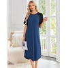image:imageEkouaer Nightgowns for Women Bamboo Viscose House Dress Long Night Gowns Short Sleeve Sleepshirt Soft Sleepwear S4XLBlue