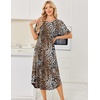 image:imageEkouaer Nightgowns for Women Bamboo Viscose House Dress Long Night Gowns Short Sleeve Sleepshirt Soft Sleepwear S4XLBrown Leopard