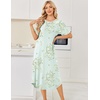 image:imageEkouaer Nightgowns for Women Bamboo Viscose House Dress Long Night Gowns Short Sleeve Sleepshirt Soft Sleepwear S4XLCyan White Florals