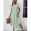 image:imageEkouaer Nightgowns for Women Bamboo Viscose House Dress Long Night Gowns Short Sleeve Sleepshirt Soft Sleepwear S4XLLight Green
