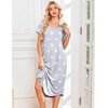 image:imageEkouaer Nightgowns for Women Bamboo Viscose House Dress Long Night Gowns Short Sleeve Sleepshirt Soft Sleepwear S4XLLight Grey Stars